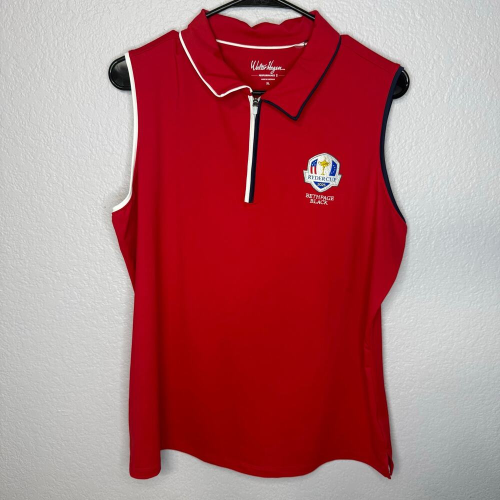 Walter Hagen Ryder Cup 2025 Bethpage Black Sleeveless Polo XL NWT Red
